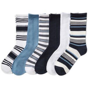 NIP Lauren Ralph Lauren Women's 6-Pk. Striped Roll-Top Socks - Assorted